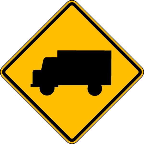 Truck Pictogram Traffic Sign, 30 in H, 30 in W, Aluminum, Diamond, No Text, W11-10-30DA