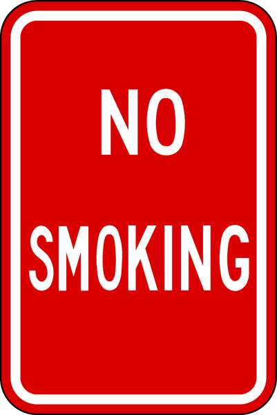 No Smoking Sign, 18 in Height, 12 in Width, Aluminum, Vertical Rectangle, English