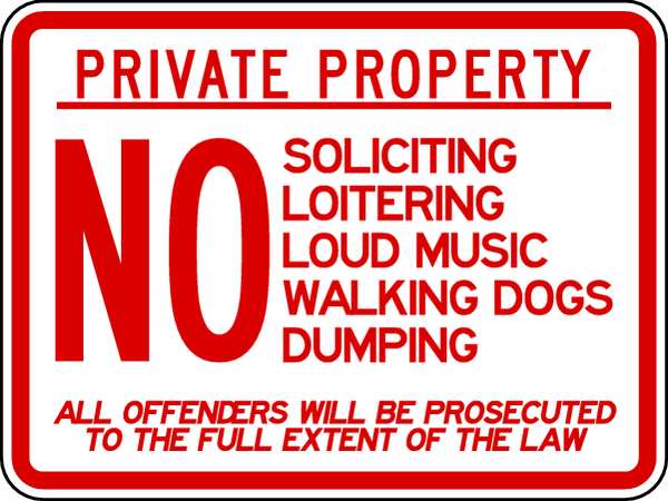 Property Sign, 18 in Height, 24 in Width, Aluminum, Horizontal Rectangle, English