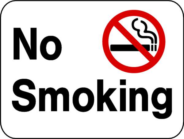 No Smoking Sign, 18 in H, 24 in W, Horizontal Rectangle, English, SM-022-24HA