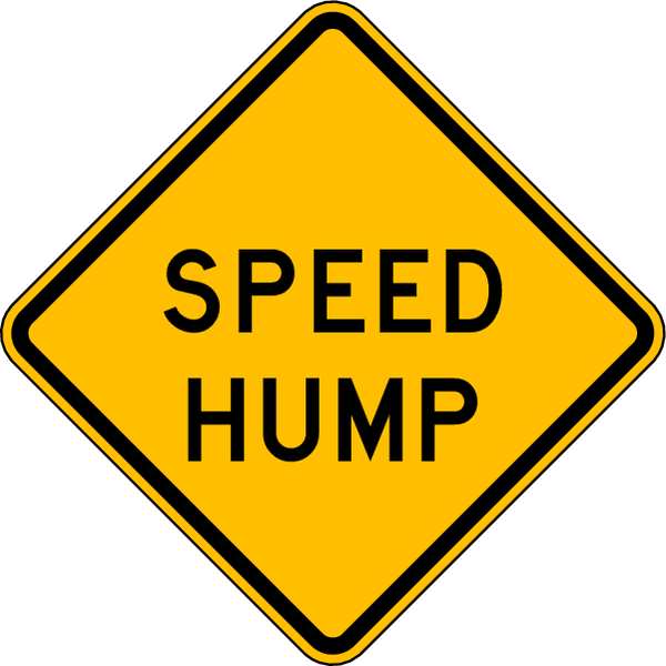 Speed Hump Traffic Sign, 24 in H, 24 in W, Aluminum, Diamond, English, W17-1-24DA