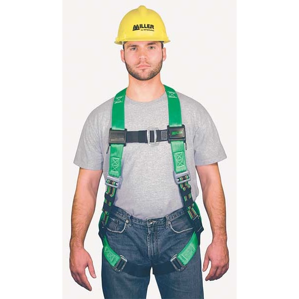 Full Body Harness, Vest Style, 2XL, Polyester, Green