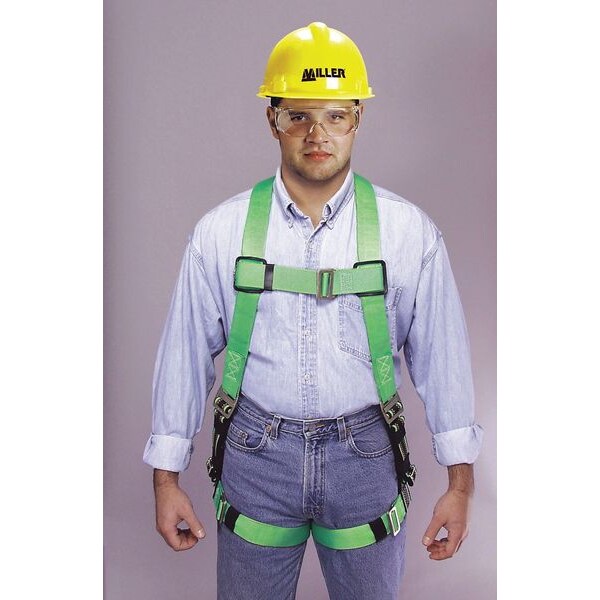 Full Body Harness, Vest Style, 2XL, Polyester, Green