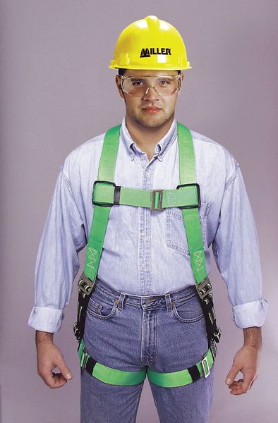 Full Body Harness, Vest Style, S/M, Polyester, Green
