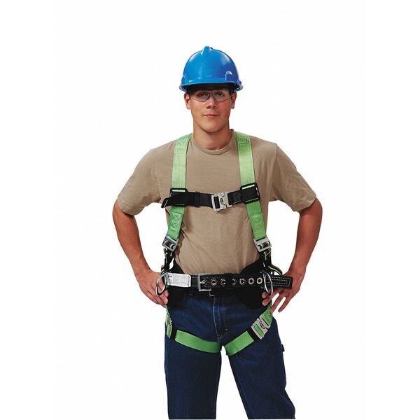 Full Body Harness, Vest Style, 2XL, Polyester, Green
