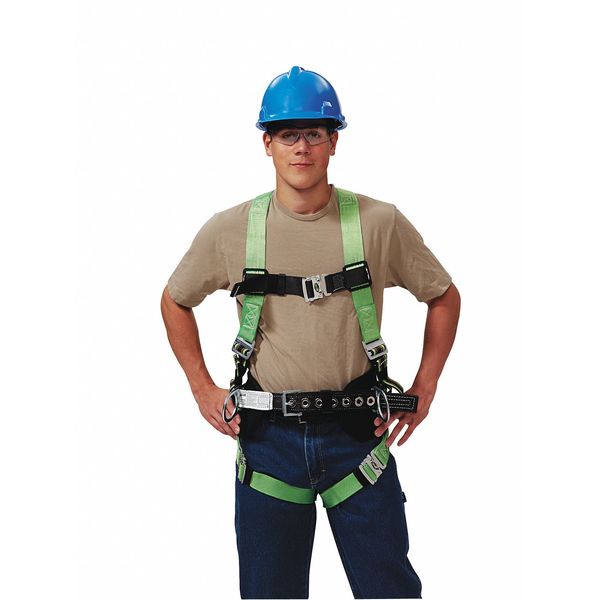 Full Body Harness, Vest Style, S/M, Polyester, Green