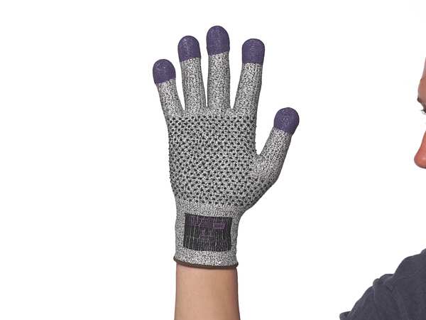 G60 Purple Nitrile Cut Resistant Gloves, Grey/Black, Purple Fingertips, Ambidextrous, SM, 1 Pair