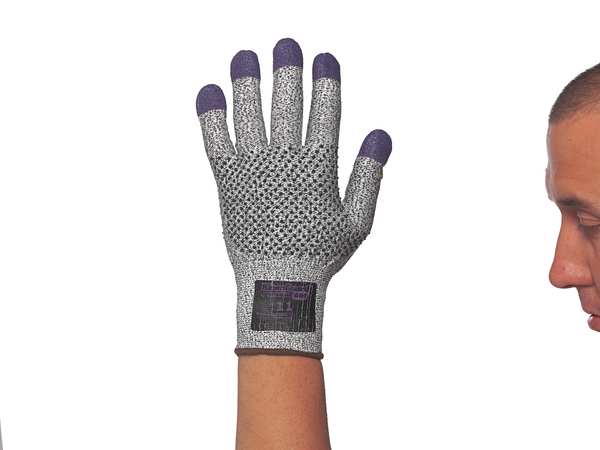 G60 Purple Nitrile Cut Resistant Gloves, Grey/Black, Purple Fingertips, Ambidextrous, SM, 1 Pair