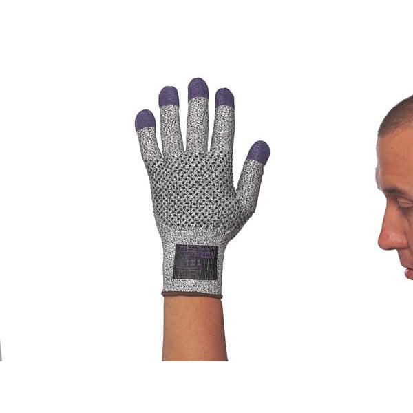 G60 Purple Nitrile Cut Resistant Gloves, Grey/Black, Purple Fingertips, Ambidextrous, M, 1 Pair