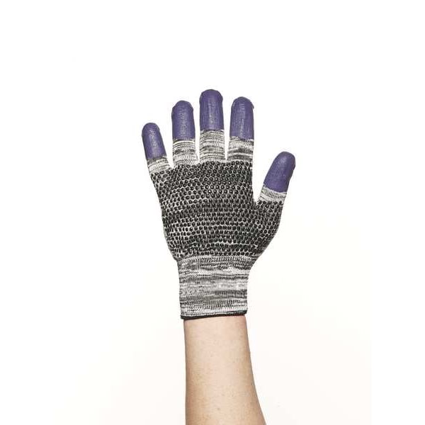 G60 Purple Nitrile Cut Resistant Gloves, Grey/Black, Purple Fingertips, Ambidextrous, M, 1 Pair