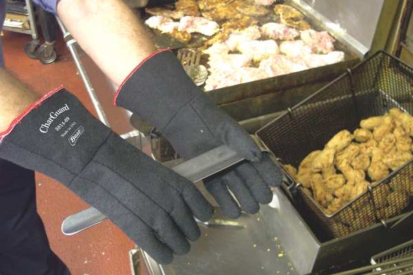 CharGuard Heat Resistant Gloves, 14 in Length, Large, Black, 1 Pair