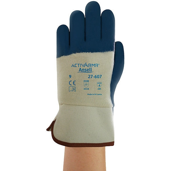 Nitrile Coated Gloves, 3/4 Dip Coverage, Blue, XL, PR