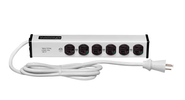 Outlet Strip, 15A, 6 Outlet, 6 ft., White