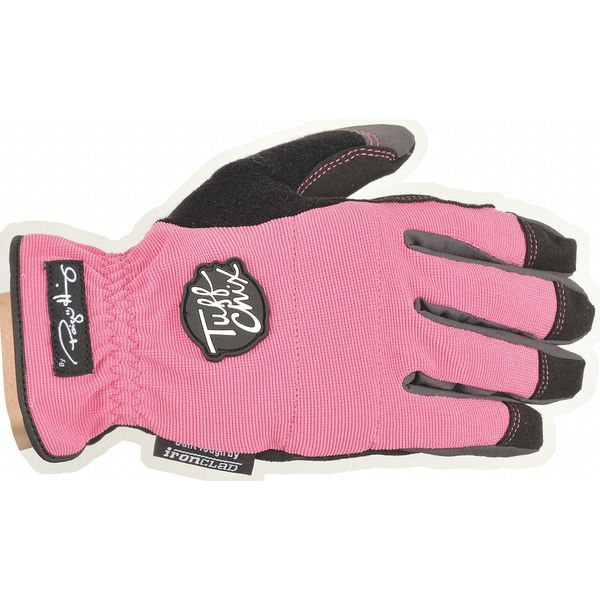 Mechanics Gloves, M, Pink, Reinforced, Ribbed Nylon/Spandex