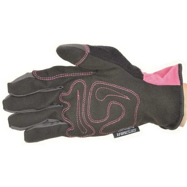 Mechanics Gloves, S, Pink, Reinforced, Ribbed Nylon/Spandex