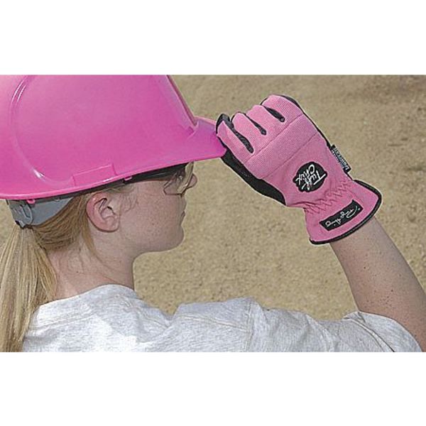 Mechanics Gloves, M, Pink, Reinforced, Ribbed Nylon/Spandex