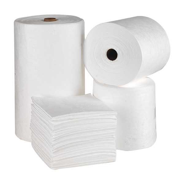 Sorbents, 54 gal/pk, Oil Absorbed, White, Polypropylene