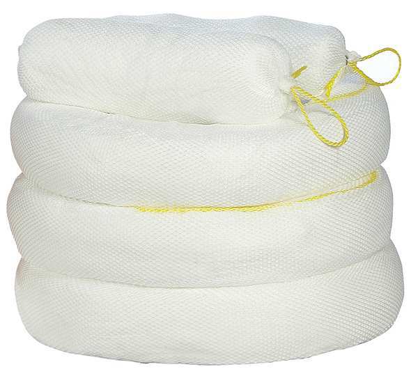 Sorbents, 28 gal. Oil Absorbed, White, Polypropylene, 4 PK