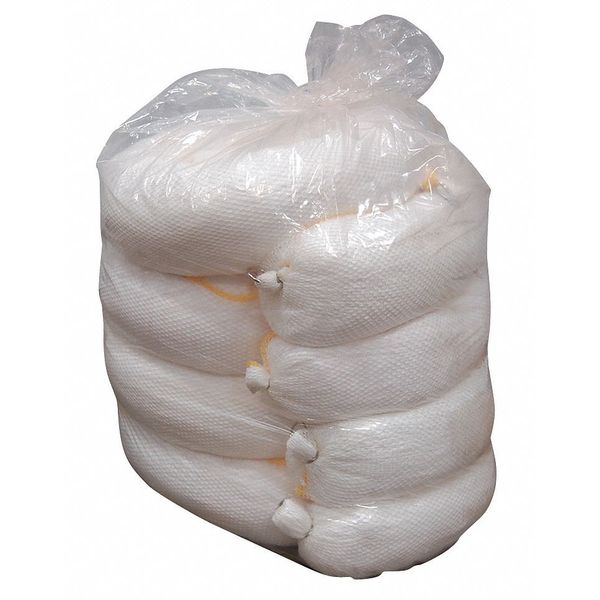 Sorbents, 56 gal/pk; 14 gal/boom, Oil Absorbed, White, Polypropylene, 4 PK