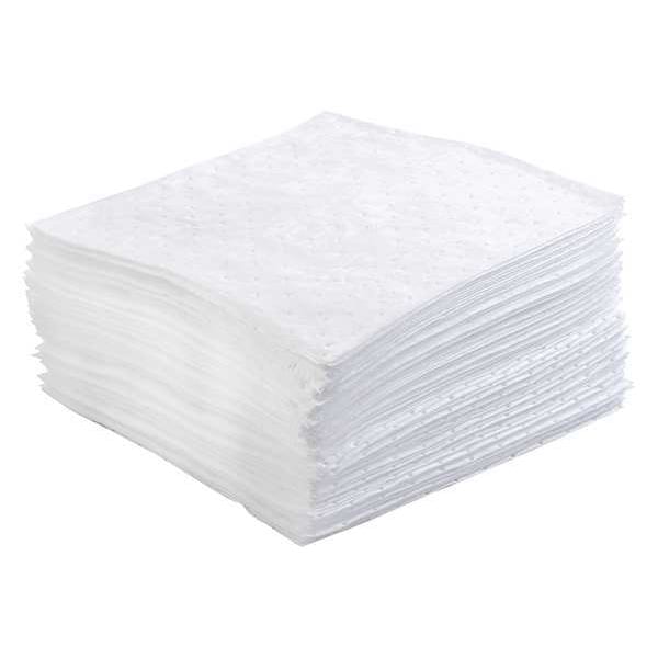 Sorbents, 41 gal. Oil Absorbed, White, Polypropylene, 50 PK