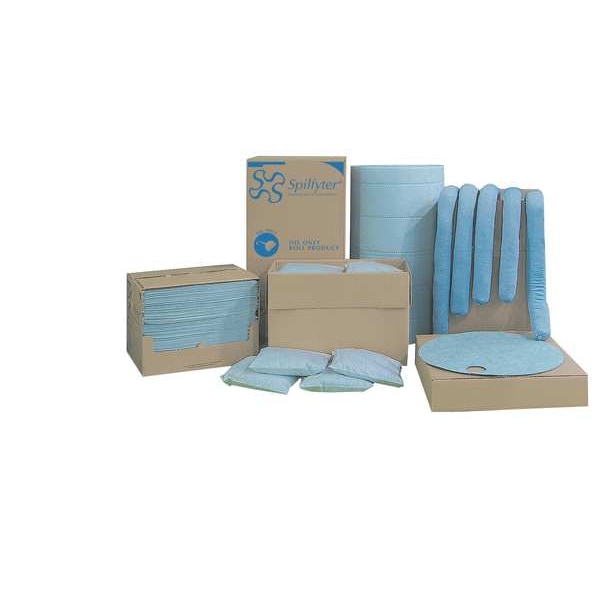 Sorbents, 34 gal/pk, .34 gal/pad, Oil Absorbed, Blue, Polypropylene, 100 PK