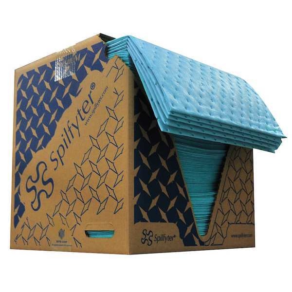 Sorbents, 34 gal/pk, .34 gal/pad, Oil Absorbed, Blue, Polypropylene, 100 PK