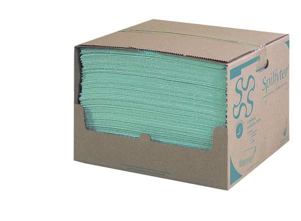 Sorbents, 36 gal/pk, 0.36 gal/pad, Universal Absorbed, Green, Polypropylene, 100 PK