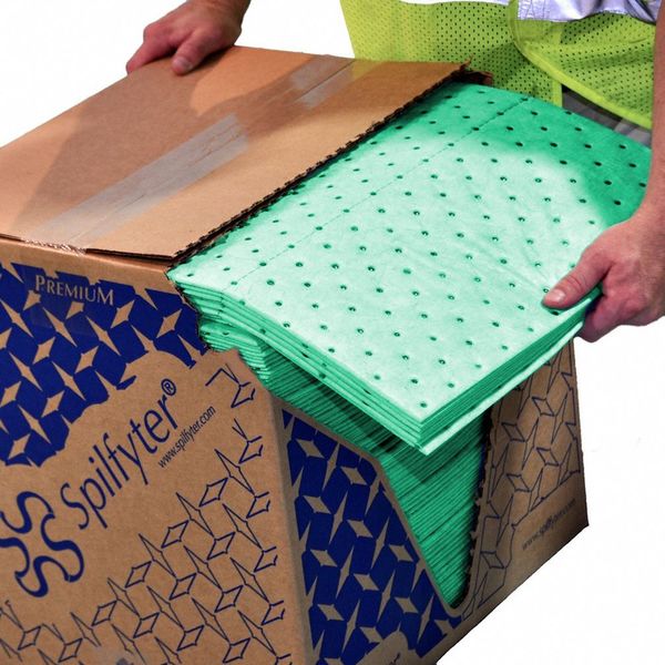 Sorbents, 36 gal/pk, 0.36 gal/pad, Universal Absorbed, Green, Polypropylene, 100 PK