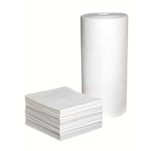 Sorbents, 32 gal/pk, .16 gal/pad, Oil Absorbed, White, Polypropylene, 200 PK
