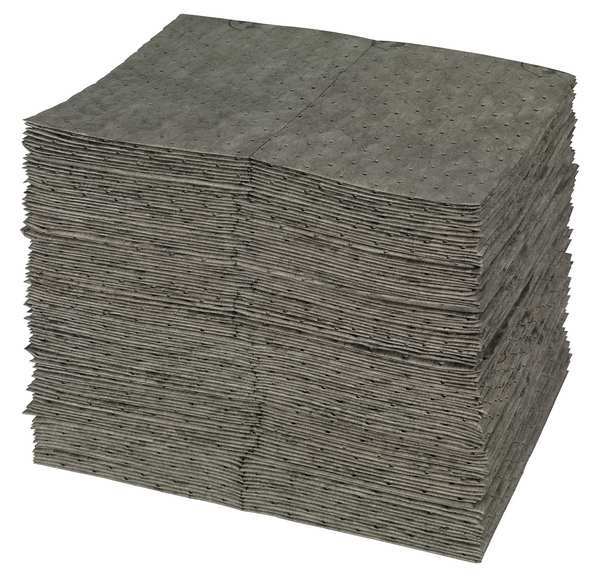 Sorbents, 19 gal/pk, 24 oz/pad, Universal Absorbed, Gray, Polypropylene, 100 PK