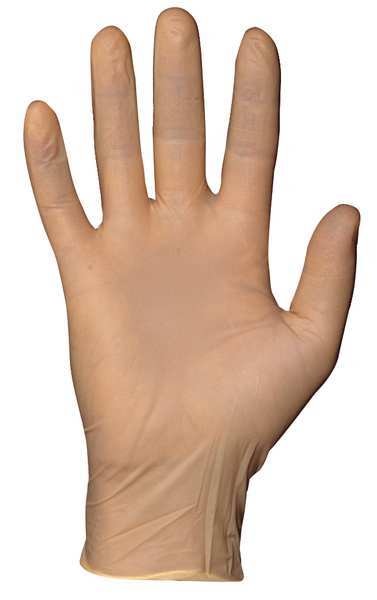 Exam Gloves, Natural Rubber Latex, Powder Free, Natural, M, 100 PK