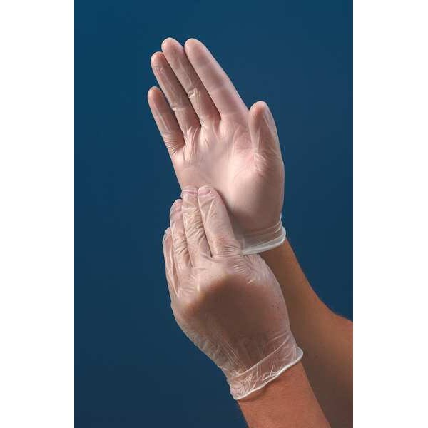 Vinyl Exam Gloves, Vinyl, Powder Free, Clear, S, 100 PK