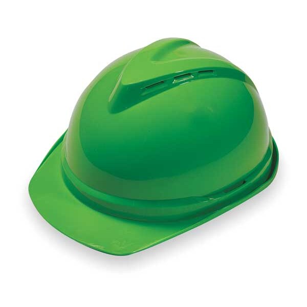 Front Brim Hard Hat, Type 1, Class C, Ratchet (6-Point), Bright Green