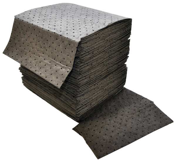 Sorbents, 24 gal/pk, .24 gal/pad, Universal Absorbed, Gray, Polypropylene, 100 PK