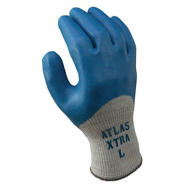 Natural Rubber Latex Coated Gloves, 3/4 Dip Coverage, Blue/Gray, M, PR