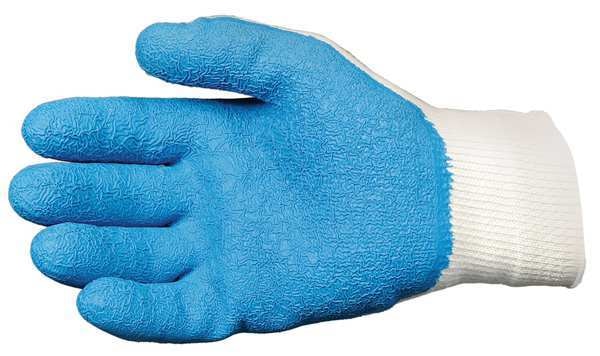 Latex Coated Gloves, Palm Coverage, Blue/White, L, PR