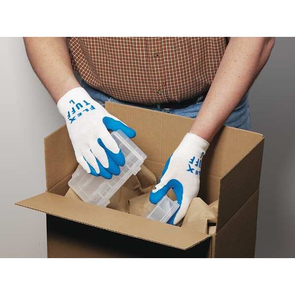 Latex Coated Gloves, Palm Coverage, Black/Gray, L, PR