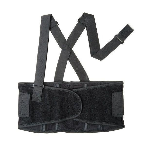 Back Support, Elastic Knit, Hook-and-Loop, Black, Size Large