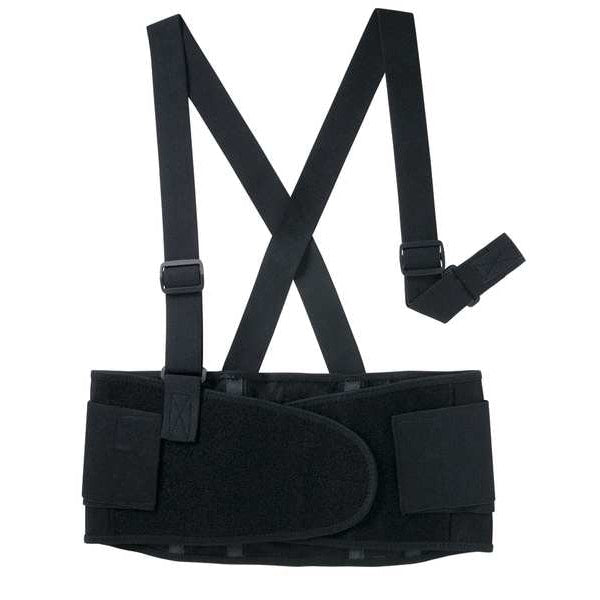 Back Support, Elastic Knit, Hook-and-Loop, Black, Size Large