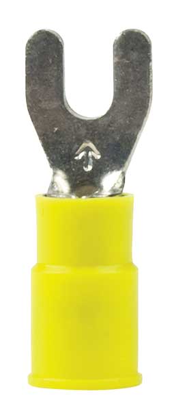 12-10 AWG Nylon Fork Terminal #10 Stud PK50, Seam: Brazed