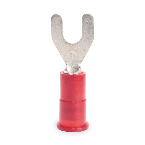 22-18 AWG Nylon Fork Terminal #6 Stud PK100, Seam: Brazed