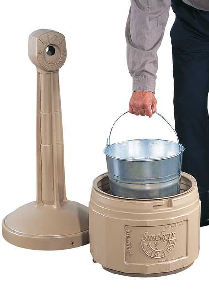 Smokers Cease-Fire Cigarette Receptacle, 4 gal., Pewter Gray