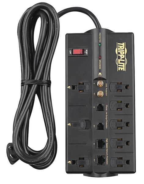 Datacom Surge Protector, 7 Outlet, Gray