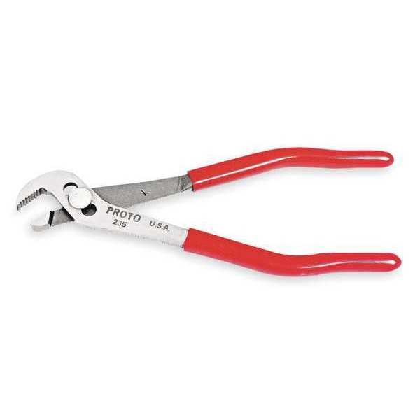 4 1/16 in Straight Jaw Tongue and Groove Plier Serrated, Plastic Grip