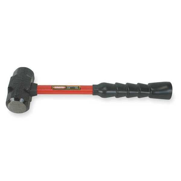 4 lb Sledge Hammer, 14 In L Fiberglass Handle, Forged Steel Head, Black/Red