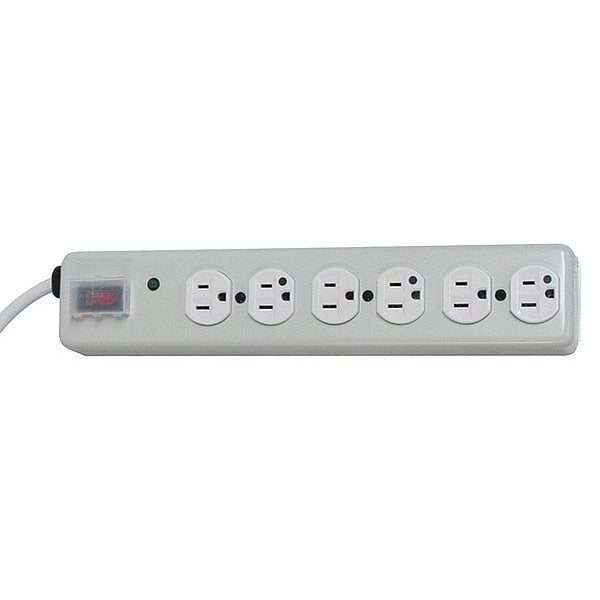 Surge Protector Strip, 6 Outlet, White
