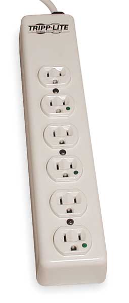 Outlet Strip, 15A, 6 Outlet, 15 ft., White