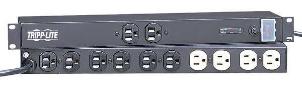 Surge Protector Strip, 12 Outlet, Black