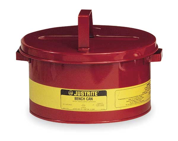 Bench Can, 3 Gal., Galvanized Steel, Red