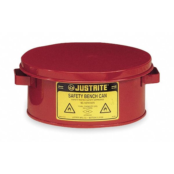 Bench Can, 1 Gal., Galvanized Steel, Red